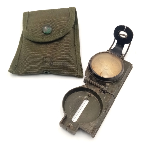816 - Vietnam War Era US M-1950 Lensatic Compass Dated 1969 in an M-1956 Pouch.