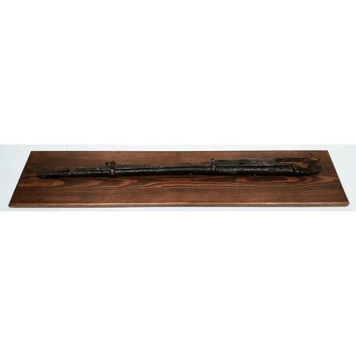 255 - Crimean War Era Relic Enfield 1856 Muzzle Loading Rifle. Mounted onto a wooden display board. UK Mai... 