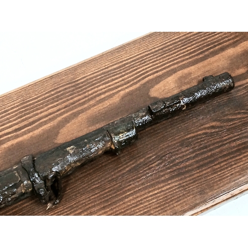 255 - Crimean War Era Relic Enfield 1856 Muzzle Loading Rifle. Mounted onto a wooden display board. UK Mai... 