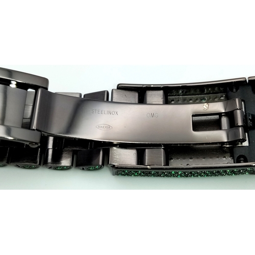 11 - A Rolex Datejust Emerald 'Grinch' Automatic Gents Watch. Model 126300. Stainless steel bracelet and ... 