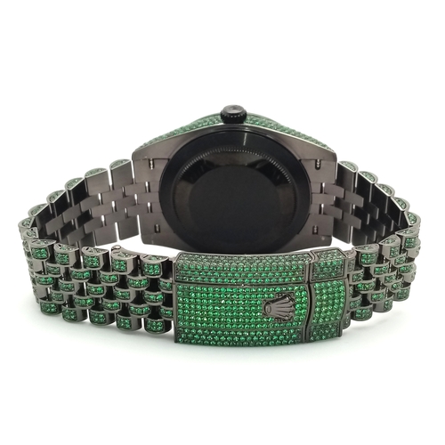 11 - A Rolex Datejust Emerald 'Grinch' Automatic Gents Watch. Model 126300. Stainless steel bracelet and ... 