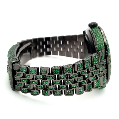 11 - A Rolex Datejust Emerald 'Grinch' Automatic Gents Watch. Model 126300. Stainless steel bracelet and ... 