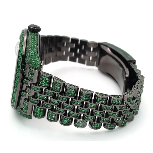 11 - A Rolex Datejust Emerald 'Grinch' Automatic Gents Watch. Model 126300. Stainless steel bracelet and ... 