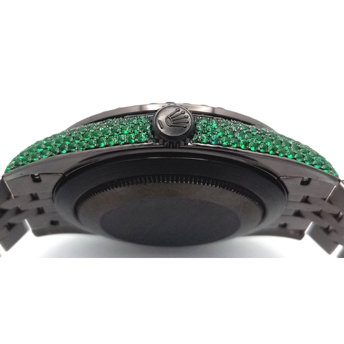 11 - A Rolex Datejust Emerald 'Grinch' Automatic Gents Watch. Model 126300. Stainless steel bracelet and ... 