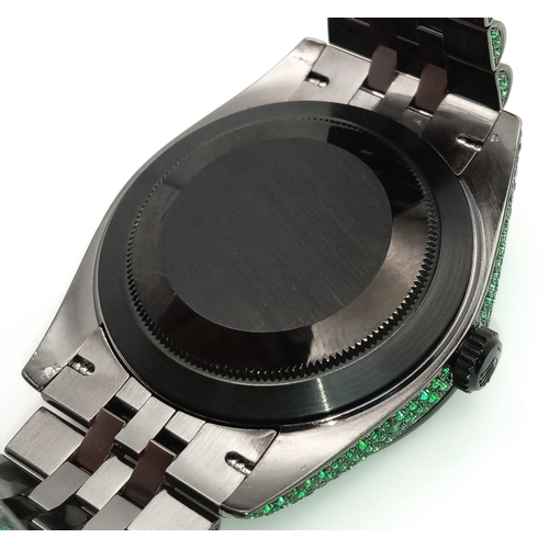 11 - A Rolex Datejust Emerald 'Grinch' Automatic Gents Watch. Model 126300. Stainless steel bracelet and ... 