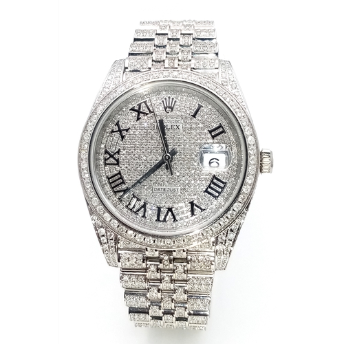 25 - A Rolex Datejust, Diamond 'Ice, Ice, Baby' Gents Watch. Diamond set jubilee bracelet and case - 41mm... 