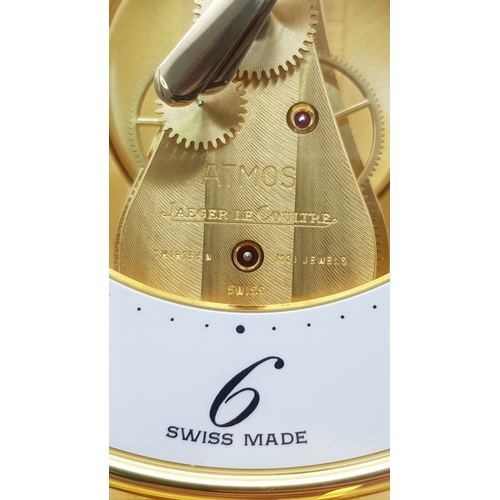 27 - A Beautiful Jaeger-LeCoultre Hermes Gilded Mantle Clock. Atmospheric clock with white openwork dial ... 