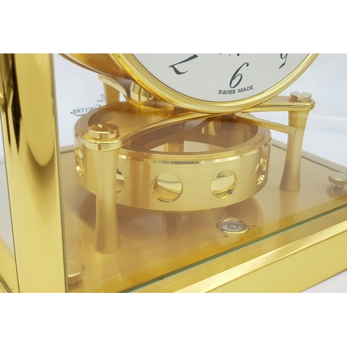 27 - A Beautiful Jaeger-LeCoultre Hermes Gilded Mantle Clock. Atmospheric clock with white openwork dial ... 