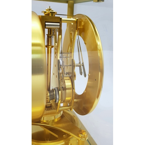 27 - A Beautiful Jaeger-LeCoultre Hermes Gilded Mantle Clock. Atmospheric clock with white openwork dial ... 