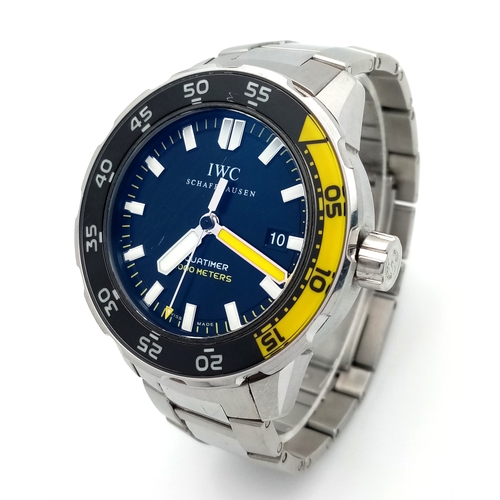 39 - An IWC Aquatimer Automatic Watch. Model IW356801. Stainless steel bracelet and case - 46mm. Black di... 