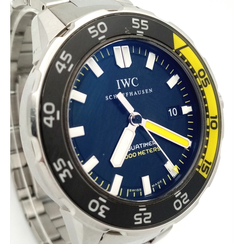 39 - An IWC Aquatimer Automatic Watch. Model IW356801. Stainless steel bracelet and case - 46mm. Black di... 
