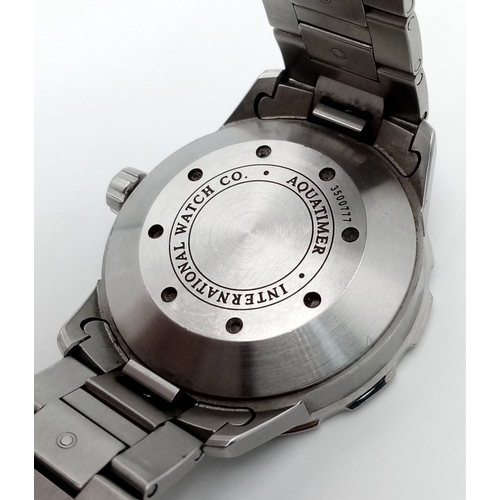 39 - An IWC Aquatimer Automatic Watch. Model IW356801. Stainless steel bracelet and case - 46mm. Black di... 