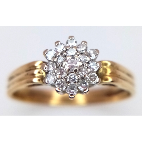 390 - An 18K YELLOW GOLD DIAMOND CLUSTER RING 3G SIZE N. Ref: SC 7075