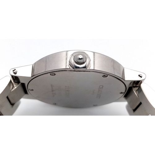 48 - A Chaumet of Paris Quartz Ladies Watch. Stainless steel bracelet and case - 36mm. White textured dia... 