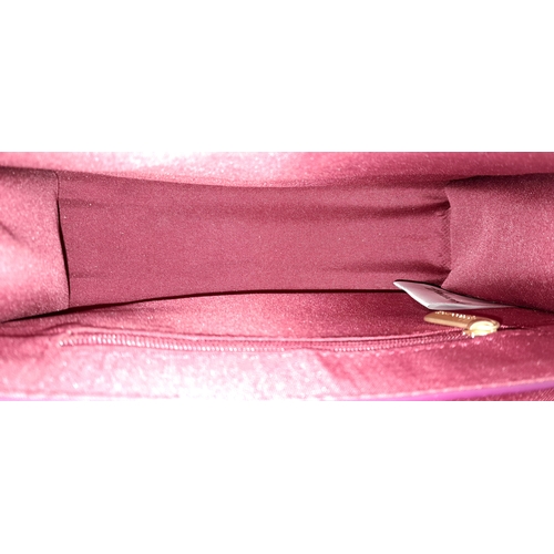 503 - A Harrods Purple Croc-Effect Shoulder Bag. Purple textile exterior with gold-toned hardware, single ... 