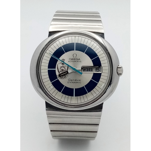 74 - A Vintage Omega Geneve Dynamic Automatic Day-Date Watch. Stainless steel bracelet and case - 42mm. T... 