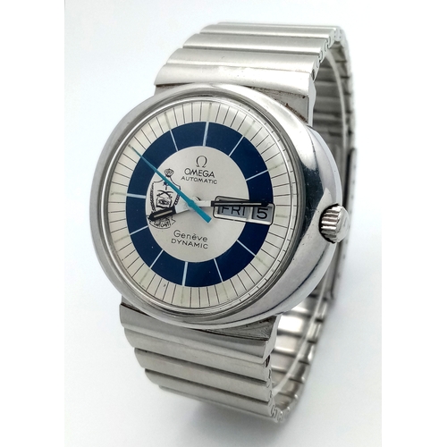 74 - A Vintage Omega Geneve Dynamic Automatic Day-Date Watch. Stainless steel bracelet and case - 42mm. T... 