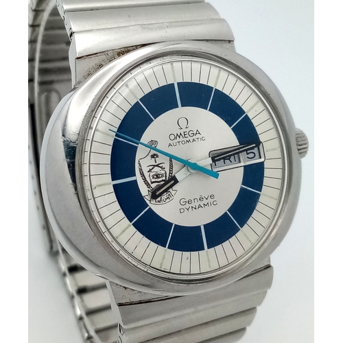 74 - A Vintage Omega Geneve Dynamic Automatic Day-Date Watch. Stainless steel bracelet and case - 42mm. T... 