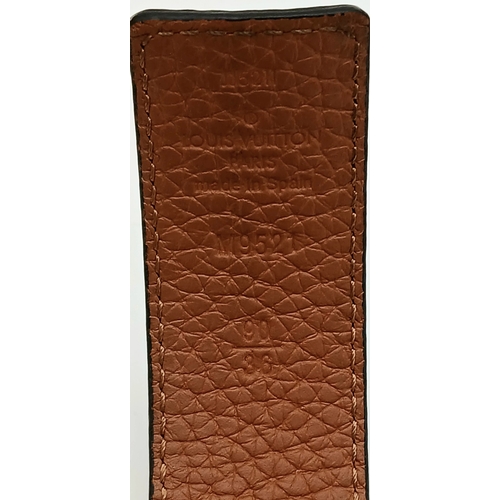 237 - A Louis Vuitton Black Leather LV Initials Belt. Some tiny stains to the leather but in very good con... 