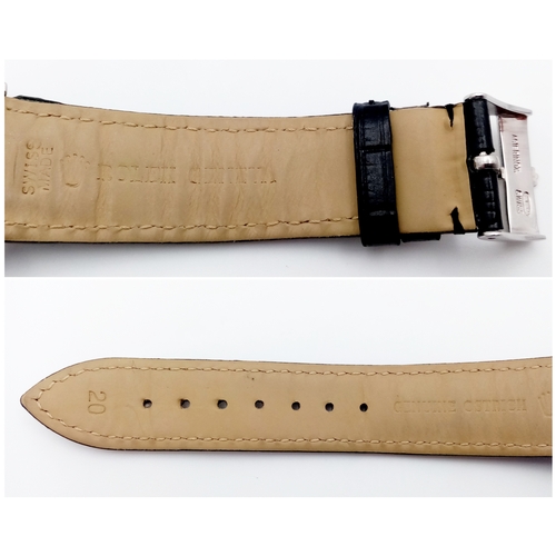 46 - A Rolex Oyster Perpetual Datejust Automatic Diamond Unisex Watch. Black leather strap. Stainless ste... 