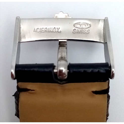 46 - A Rolex Oyster Perpetual Datejust Automatic Diamond Unisex Watch. Black leather strap. Stainless ste... 