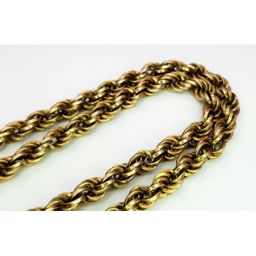 9 - A 9K GOLD ROPE TWIST NECKLACE CHAIN .   10.6gms    44cms