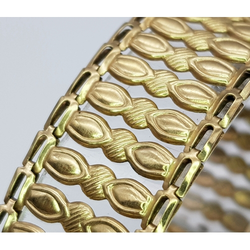 2 - AN ART DECO STYLE RHINESTONE BRACELET IN 9K GOLD .    12.7gms        19cms