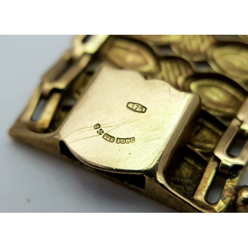 2 - AN ART DECO STYLE RHINESTONE BRACELET IN 9K GOLD .    12.7gms        19cms