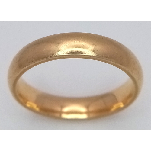 37 - A 9K GOLD BAND RING ,4gms    size N