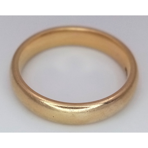 37 - A 9K GOLD BAND RING ,4gms    size N