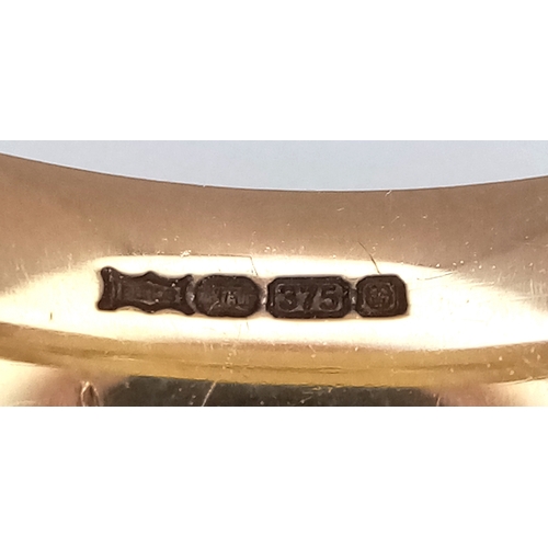 37 - A 9K GOLD BAND RING ,4gms    size N