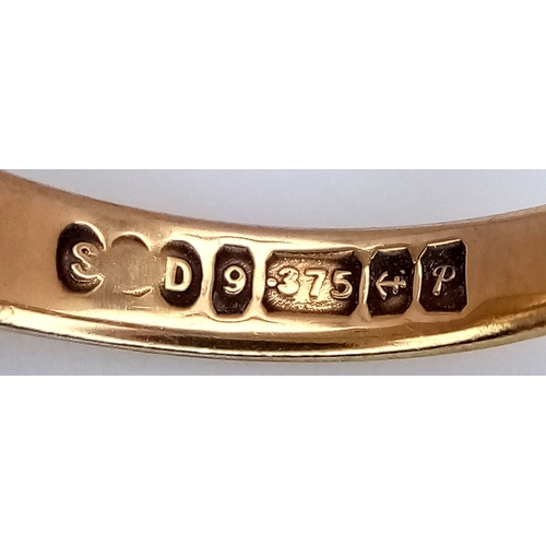 51 - A GENTS 9K GOLD VINTAGE SIGNET RING WITH SMALL DIAMOND .     5.9gms    size U