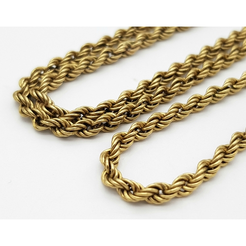 52 - A 64cms ROPE TWIST NECKLACE CHAIN IN 9K GOLD .      6.9gms