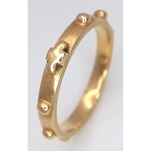 184 - An 18K Yellow Gold (tests as) Rosary Band Ring. 3mm width.  Size L. 2.5g.