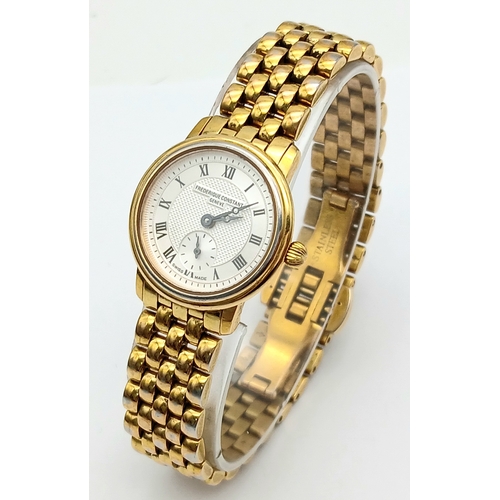 1470 - FREDERIQUE CONSTANT GOLD TONE BRACELET WATCH IN FULL WORKING ORDER. REF: S/A 1497 - 1