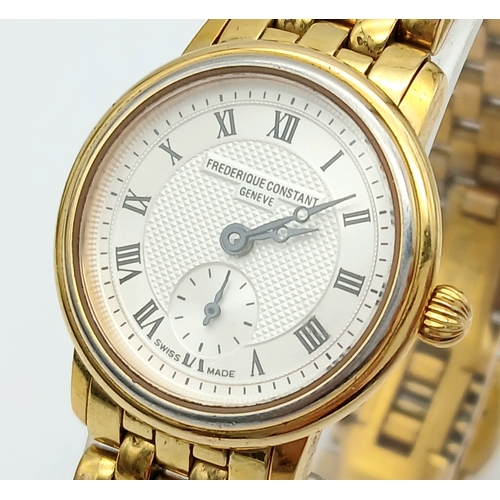 1470 - FREDERIQUE CONSTANT GOLD TONE BRACELET WATCH IN FULL WORKING ORDER. REF: S/A 1497 - 1