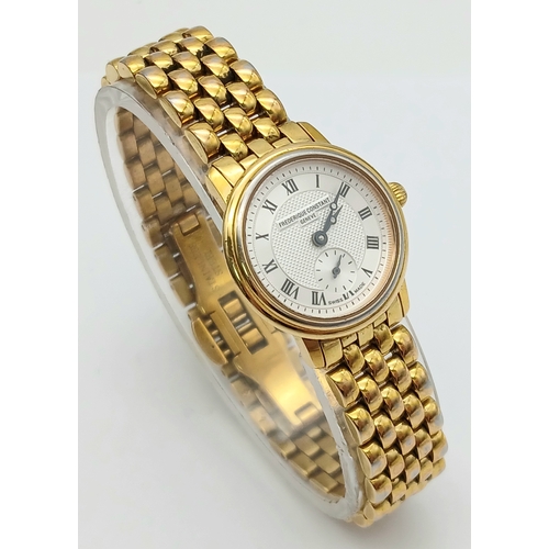 1470 - FREDERIQUE CONSTANT GOLD TONE BRACELET WATCH IN FULL WORKING ORDER. REF: S/A 1497 - 1