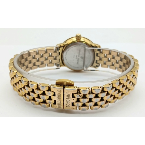 1470 - FREDERIQUE CONSTANT GOLD TONE BRACELET WATCH IN FULL WORKING ORDER. REF: S/A 1497 - 1