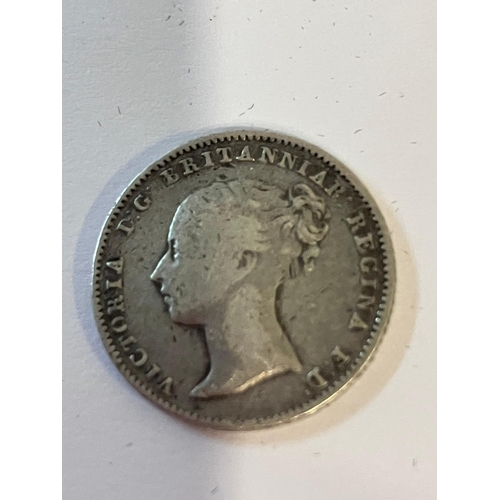 707 - 1842 SILVER GROAT (FOUR PENCE COIN). Early Queen Victoria Young Head in very fine condition.