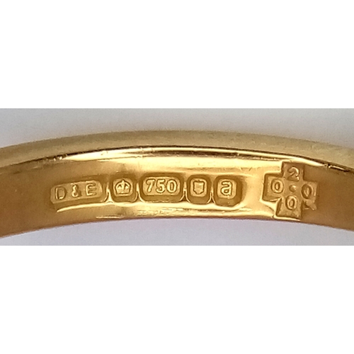 1274 - AN 18K YELLOW GOLD 3 STONE DIAMOND RING - 0.30CTW. 2.9G. SIZE J. SC6059.