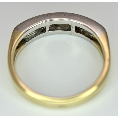 1268 - An 18K Yellow Gold Five Stone Diamond Ring. 0.50ctw of round brilliant cut channel set diamonds. Siz... 