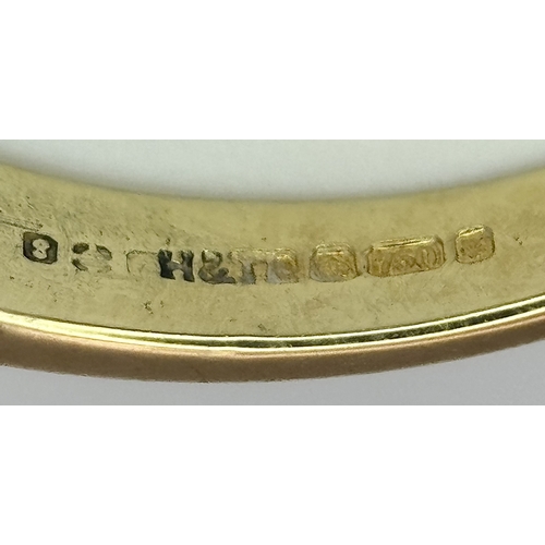 1268 - An 18K Yellow Gold Five Stone Diamond Ring. 0.50ctw of round brilliant cut channel set diamonds. Siz... 