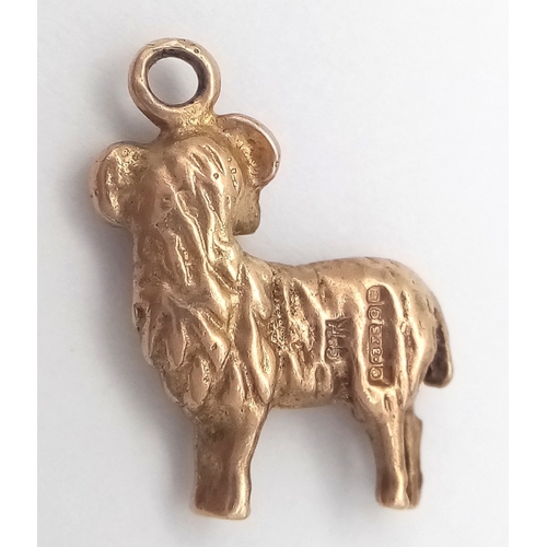 1701 - A 9K YELLOW GOLD RAM CHARM / PENDANT. 2.6G. SC6025.