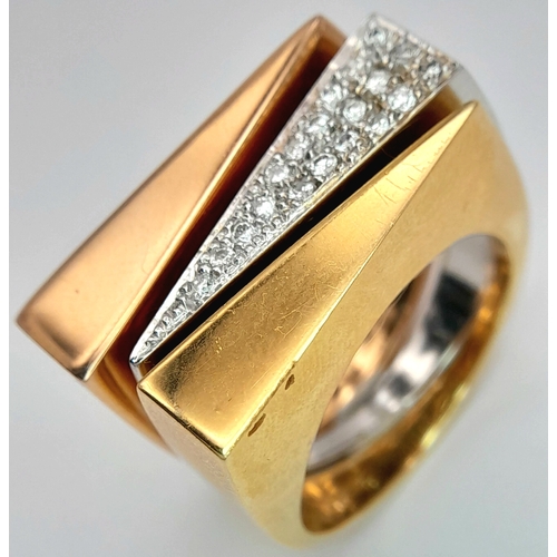 1488 - An 18K Yellow, White and Rose Gold Trinity Diamond Ring. 
Size O. 17.8g. R. 31/711005.