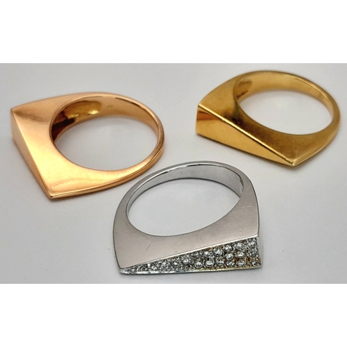 1488 - An 18K Yellow, White and Rose Gold Trinity Diamond Ring. 
Size O. 17.8g. R. 31/711005.