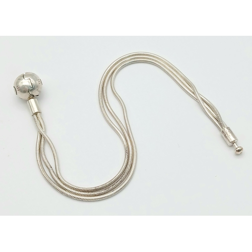 1700 - A PANDORA STERLING SILVER MULTI STRAND BRACELET. 17CM. 10G.