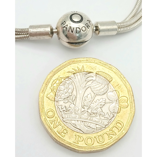 1700 - A PANDORA STERLING SILVER MULTI STRAND BRACELET. 17CM. 10G.