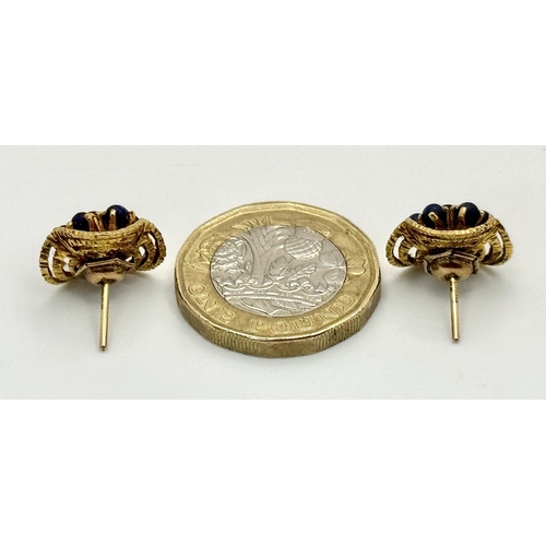 178 - A Pair of Vintage Lapis Cluster Earrings in Floral Form. 3.75g total weight.