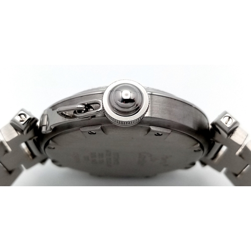 4 - A FABULOUS CARTIER 'Pasha De Cartier' Diamond Automatic Ladies Watch. Stainless steel bracelet and c... 