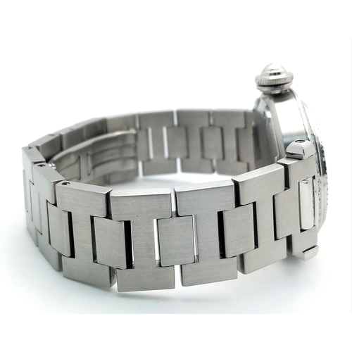 4 - A FABULOUS CARTIER 'Pasha De Cartier' Diamond Automatic Ladies Watch. Stainless steel bracelet and c... 